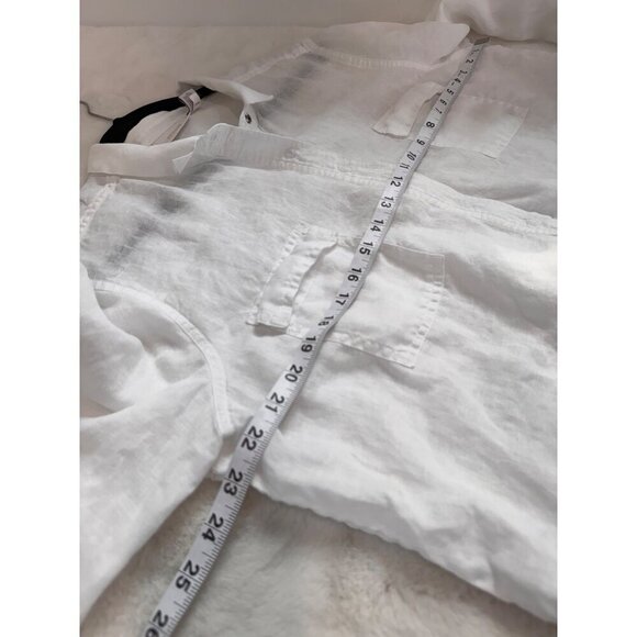 Chico's Size 3 White 100% Linen Long Sleeve Button-Up Blouse w/Roll-Tab Sleeves - Picture 3 of 13